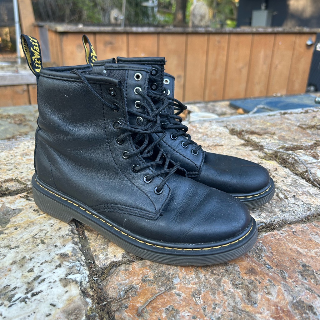 Dr. Martens Kids Black Leather Lace-Up Boots With Zipper